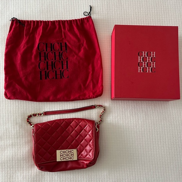 Carolina Herrera CH Red Quilted Shoulder Bag - Picture 3 of 8